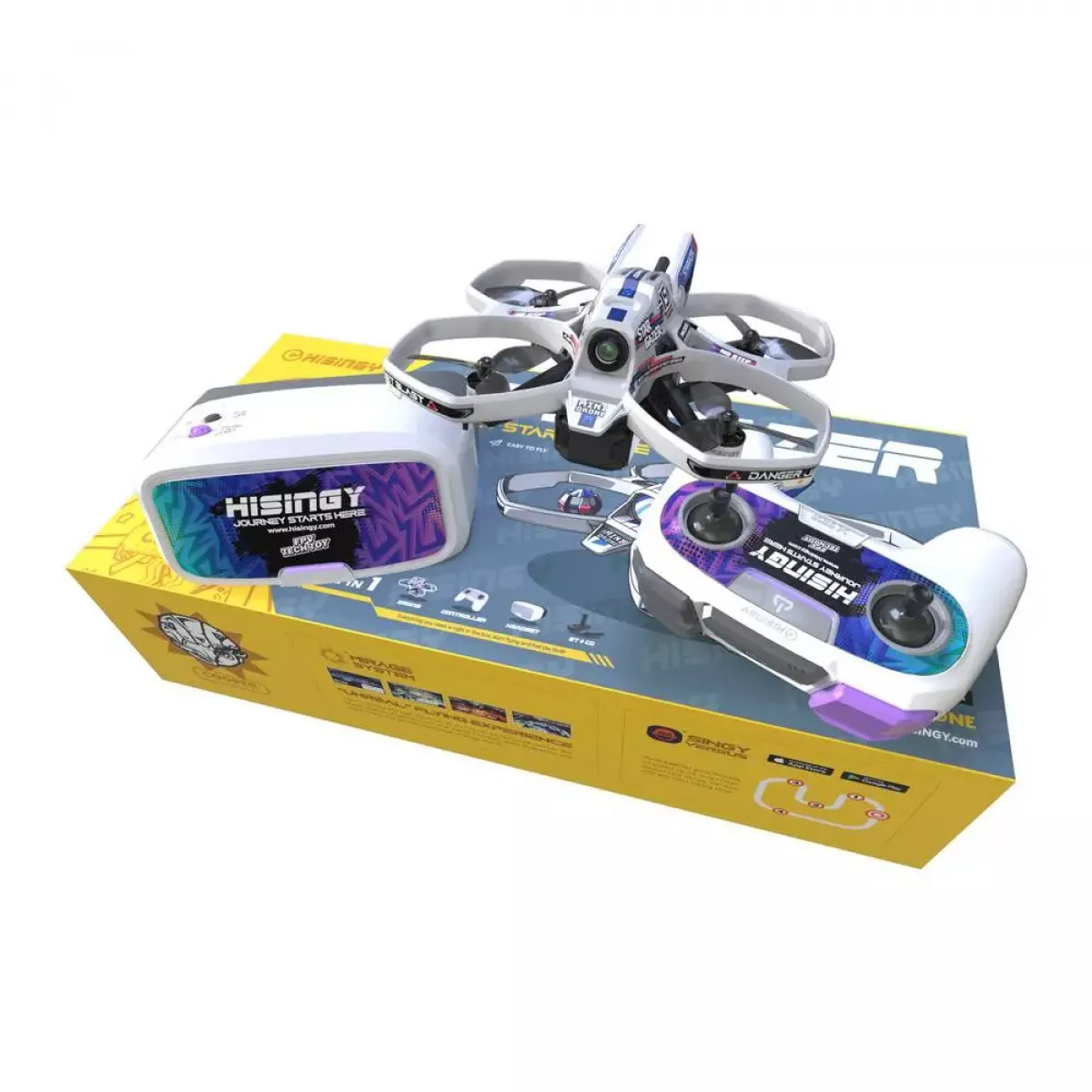 FPV дрон HISINGY Stargazer RTF Whoop комплект для начинающих с ARX-500 FPV очками и пультом FPV дрон HISINGY Stargazer RTF Whoop комплект для начинающих с ARX-500 FPV очками и пультом