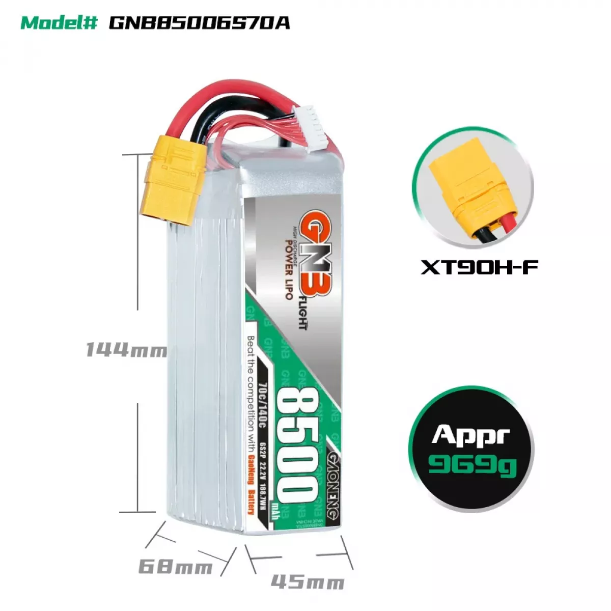Аккумулятор Gaoneng GNB 4S 6S 14.8V 22.8V 8500mAh 70C/140C Lipo для FPV дрона, вертолета, авто, катера Аккумулятор Gaoneng GNB 4S 6S 14.8V 22.8V 8500mAh 70C/140C Lipo для FPV дрона, вертолета, авто, катера