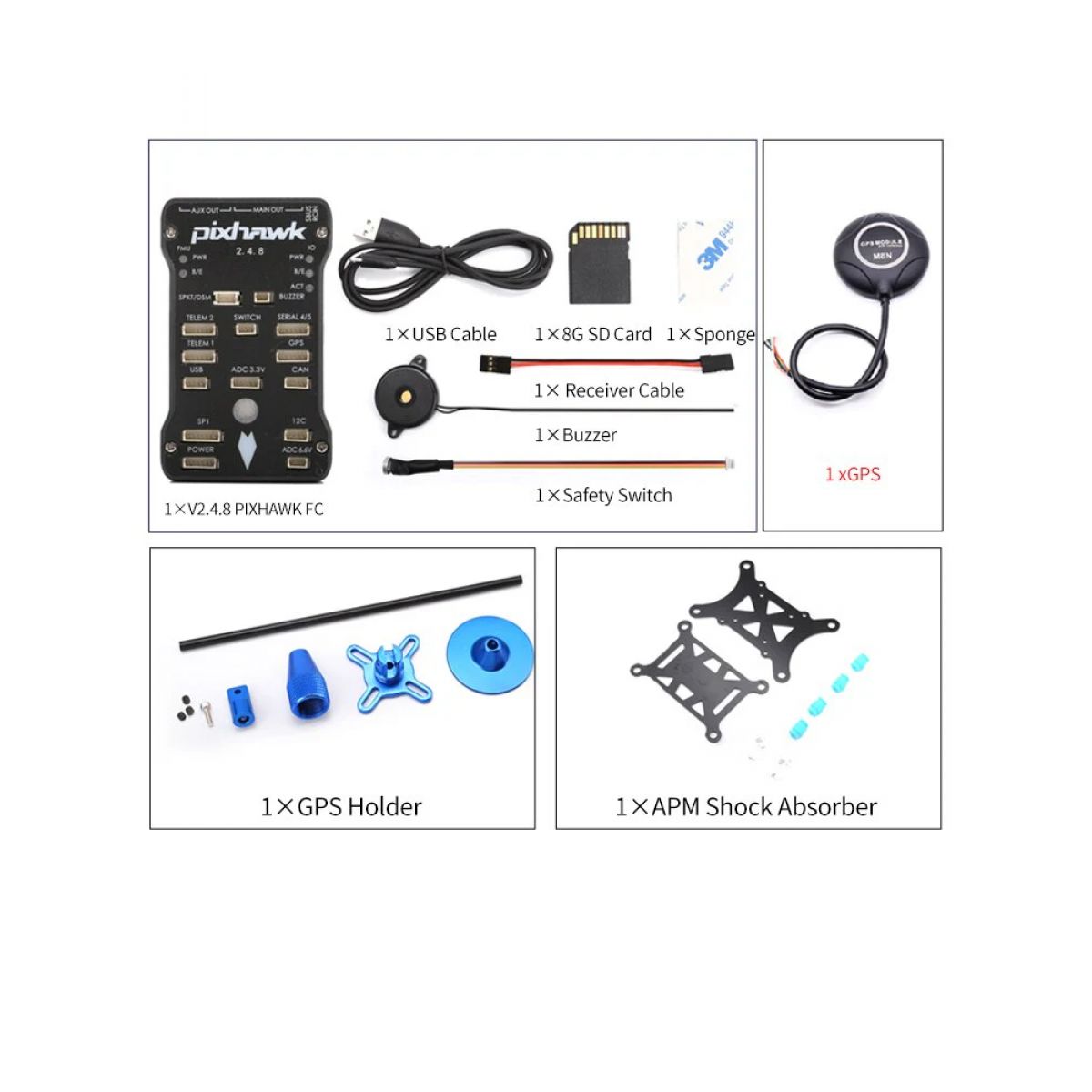 Контроллер полёта Pixhawk PX4 PIX 2.4.8 32Bit с GPS M8N, 8G SD, буззер, PPM I2C для FPV дрона, самолёта Контроллер полёта Pixhawk PX4 PIX 2.4.8 32Bit с GPS M8N, 8G SD, буззер, PPM I2C для FPV дрона, самолёта