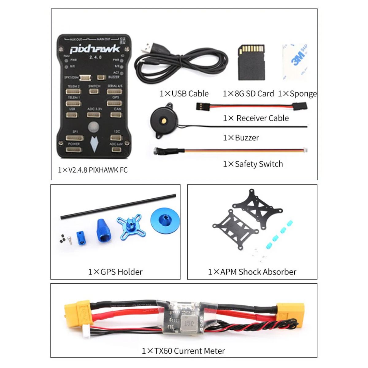 Контроллер полёта Pixhawk PX4 PIX 2.4.8 32Bit с GPS M8N, 8G SD, буззер, PPM I2C для FPV дрона, самолёта Контроллер полёта Pixhawk PX4 PIX 2.4.8 32Bit с GPS M8N, 8G SD, буззер, PPM I2C для FPV дрона, самолёта