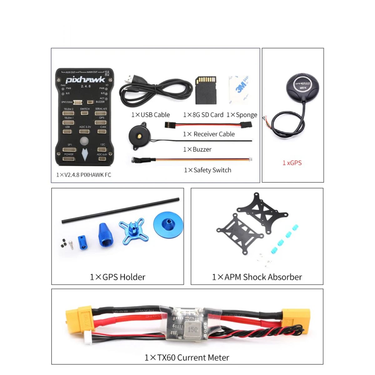 Контроллер полёта Pixhawk PX4 PIX 2.4.8 32Bit с GPS M8N, 8G SD, буззер, PPM I2C для FPV дрона, самолёта Контроллер полёта Pixhawk PX4 PIX 2.4.8 32Bit с GPS M8N, 8G SD, буззер, PPM I2C для FPV дрона, самолёта