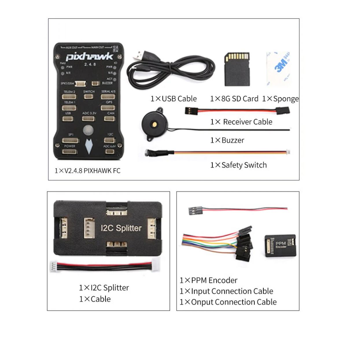 Контроллер полёта Pixhawk PX4 PIX 2.4.8 32Bit с GPS M8N, 8G SD, буззер, PPM I2C для FPV дрона, самолёта Контроллер полёта Pixhawk PX4 PIX 2.4.8 32Bit с GPS M8N, 8G SD, буззер, PPM I2C для FPV дрона, самолёта