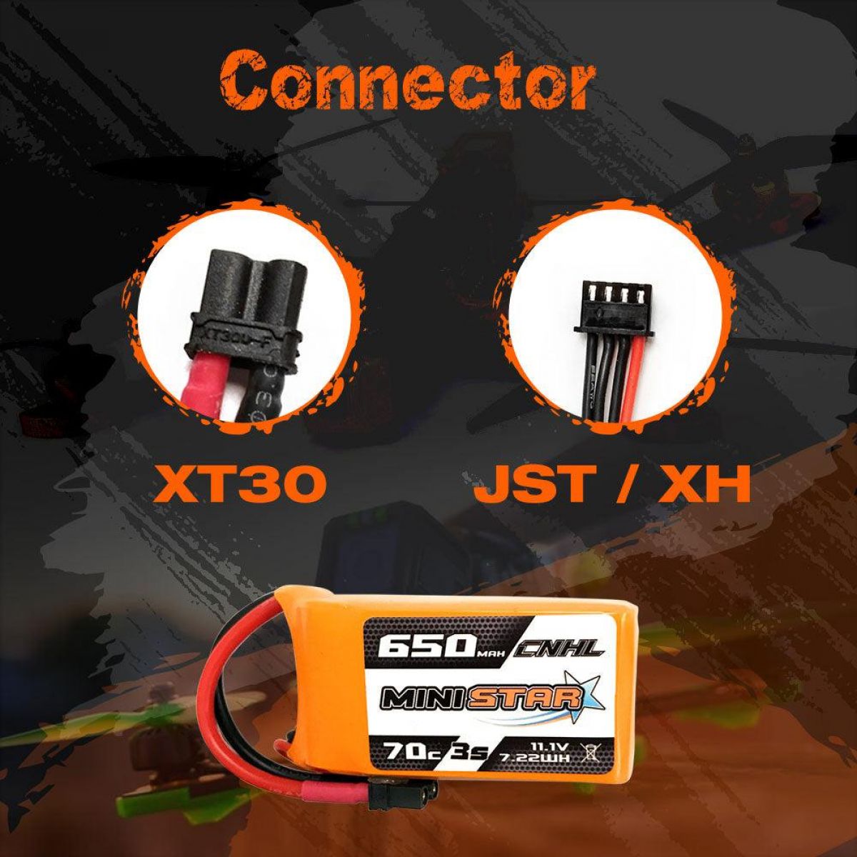 Аккумулятор 3 шт. CNHL 11.1V 650mAh 3S Lipo 70C XT30 для FPV дронов, квадрокоптеров, самолётов Аккумулятор 3 шт. CNHL 11.1V 650mAh 3S Lipo 70C XT30 для FPV дронов, квадрокоптеров, самолётов