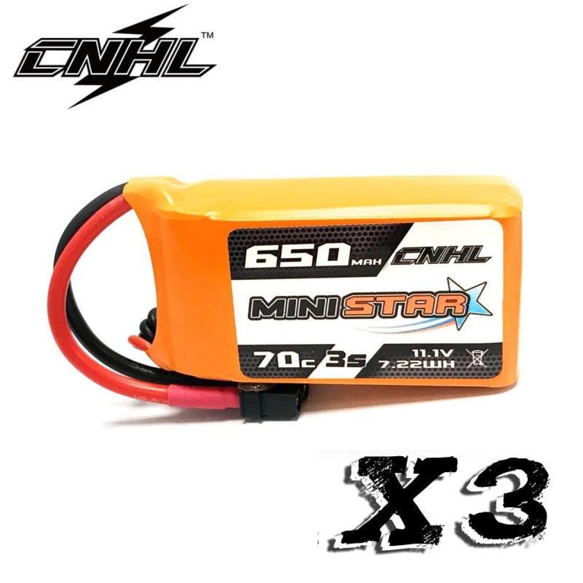 Аккумулятор 3 шт. CNHL 11.1V 650mAh 3S Lipo 70C XT30 для FPV дронов, квадрокоптеров, самолётов Аккумулятор 3 шт. CNHL 11.1V 650mAh 3S Lipo 70C XT30 для FPV дронов, квадрокоптеров, самолётов