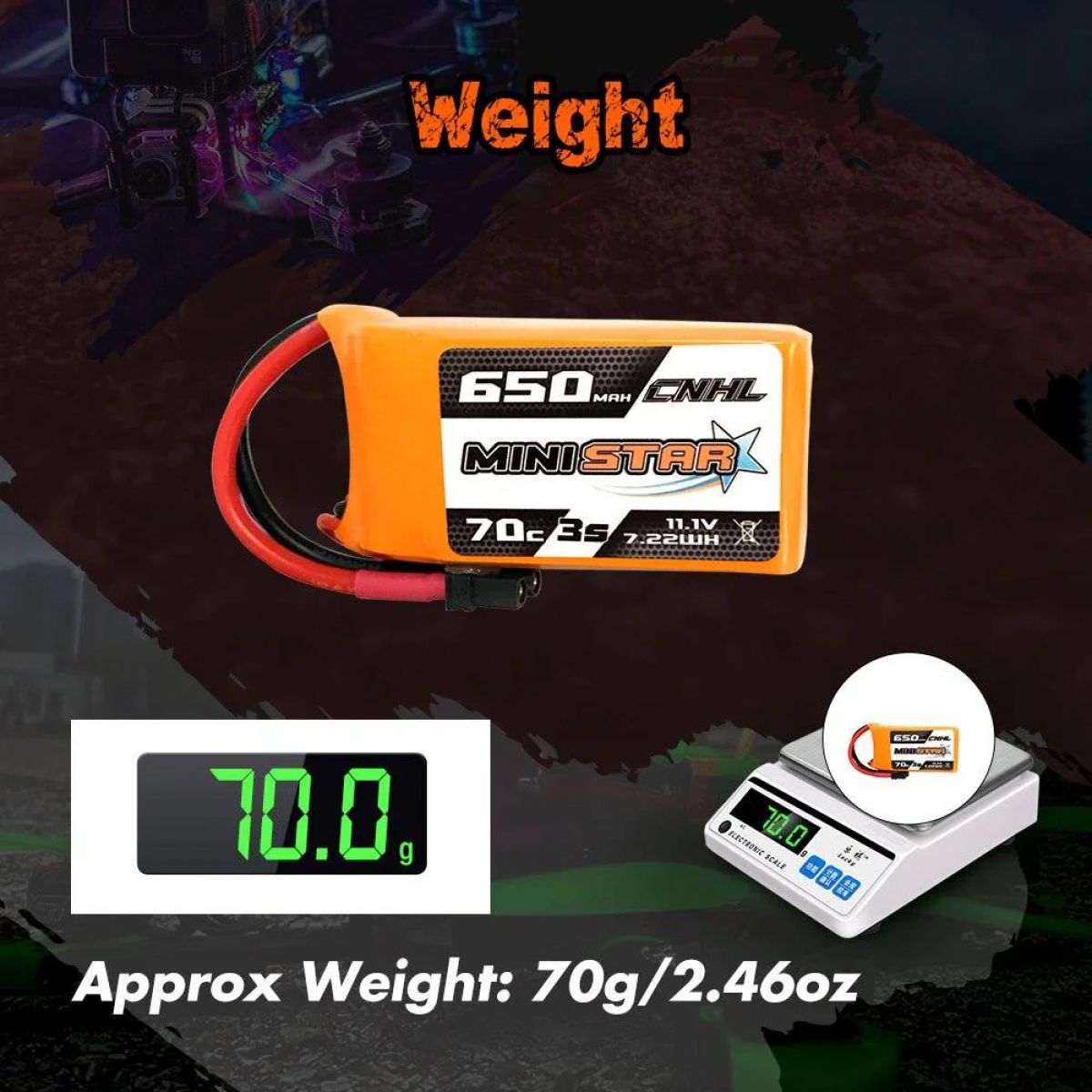 Аккумулятор 3 шт. CNHL 11.1V 650mAh 3S Lipo 70C XT30 для FPV дронов, квадрокоптеров, самолётов Аккумулятор 3 шт. CNHL 11.1V 650mAh 3S Lipo 70C XT30 для FPV дронов, квадрокоптеров, самолётов