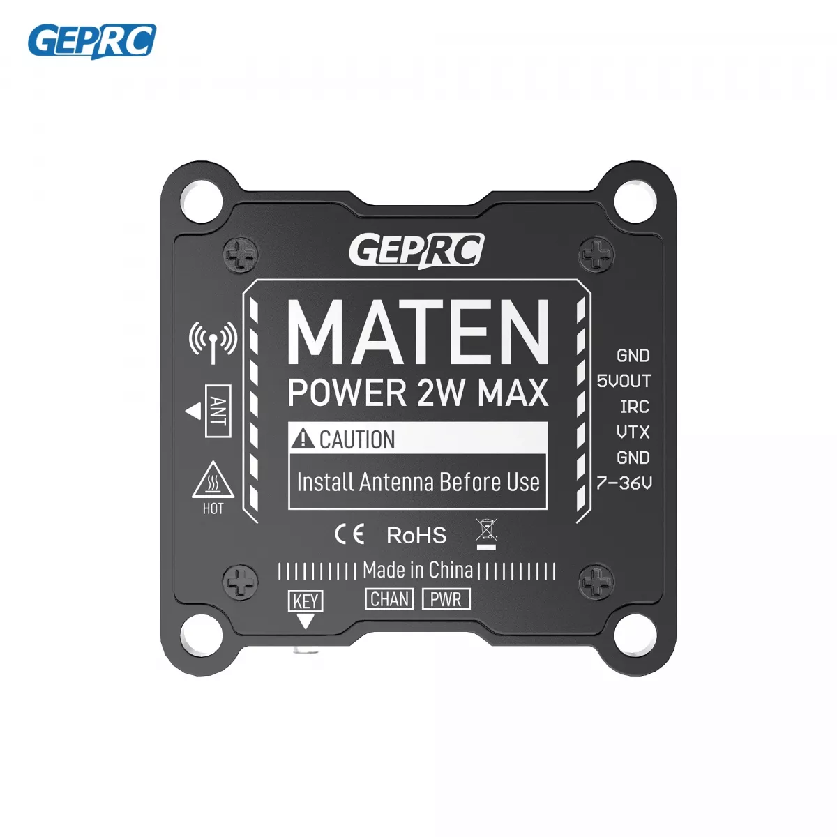 GEPRC MATEN 1.2G 2W VTX — видеопередатчик 25/2000 мВт, 1080–1360 МГц для FPV дронов GEPRC MATEN 1.2G 2W VTX — видеопередатчик 25/2000 мВт, 1080–1360 МГц для FPV дронов