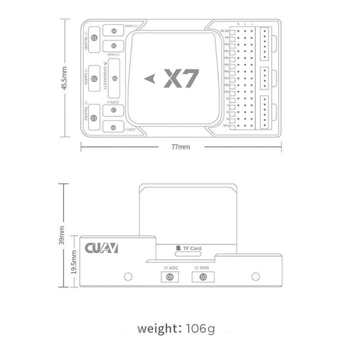 Контроллер полёта CUAV X7/X7+ Pro — Open Source для APM PX4 Pixhawk БПЛА, FPV, квадрокоптеров Контроллер полёта CUAV X7/X7+ Pro — Open Source для APM PX4 Pixhawk БПЛА, FPV, квадрокоптеров