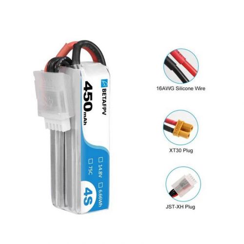 4 шт. BETAFPV 4S 450mAh 75C LiPo аккумулятор для Beta95X V3 FPV дрона – аксессуары и запчасти