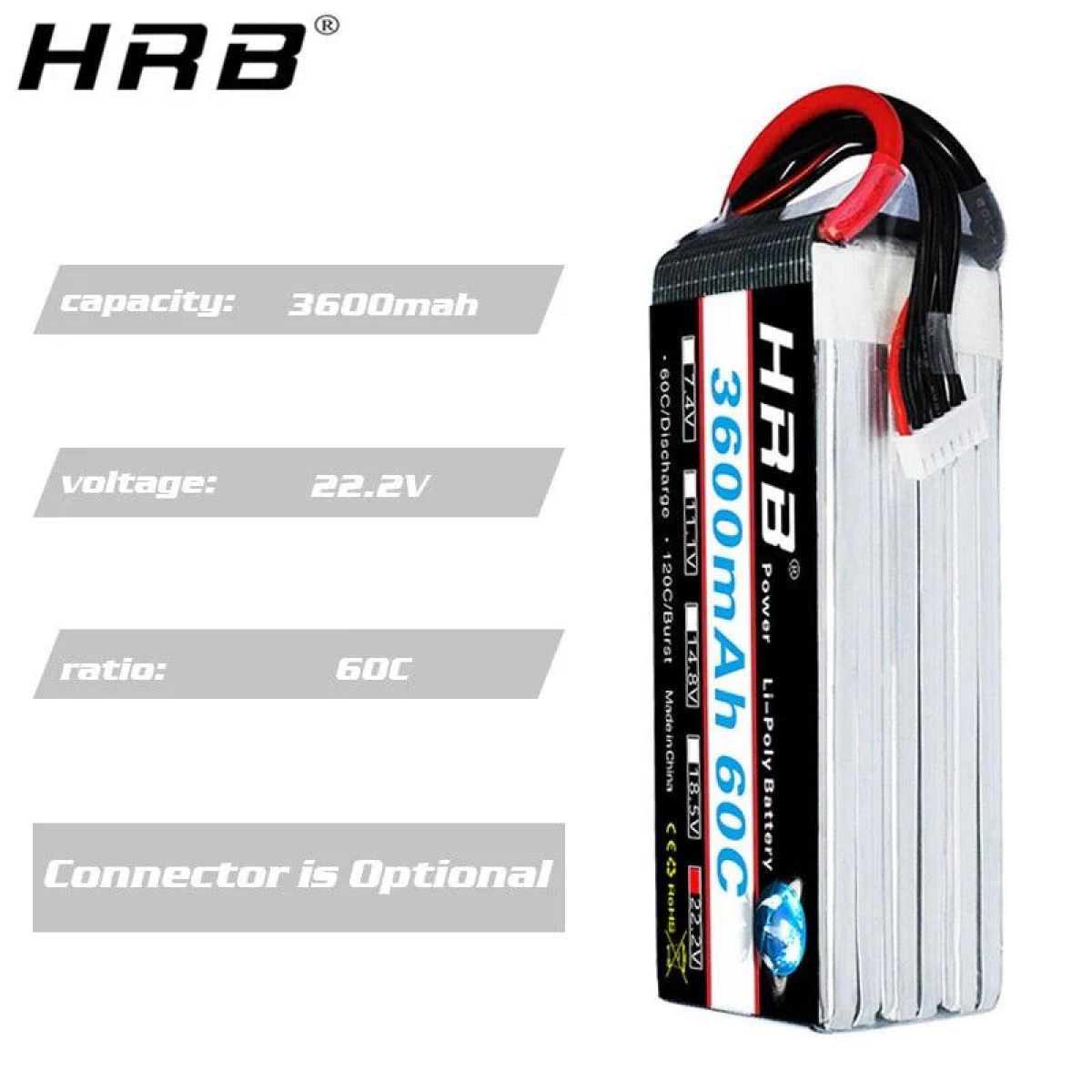 HRB 6S 22.2V LiPo аккумулятор 3600мАч 60C XT60 T Deans EC5 XT90 XT90-S AS150 для RC моделей HRB 6S 22.2V LiPo аккумулятор 3600мАч 60C XT60 T Deans EC5 XT90 XT90-S AS150 для RC моделей