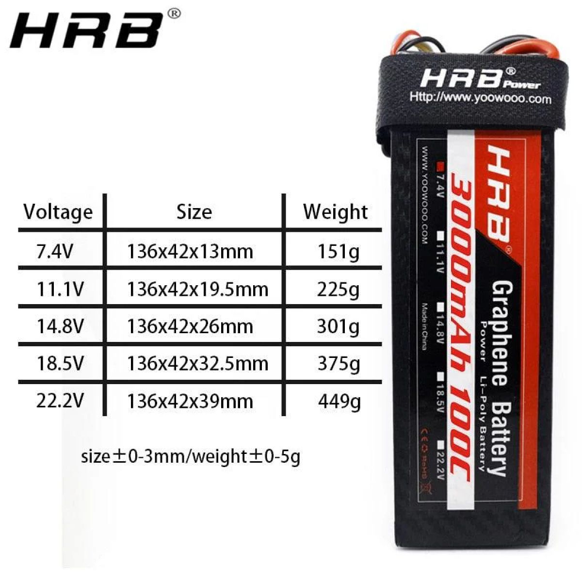 HRB Графеновый LiPo аккумулятор 2S-6S 7.4-22.2В 3000mAh 100C XT90 XT60 Deans T EC5 для RC моделей HRB Графеновый LiPo аккумулятор 2S-6S 7.4-22.2В 3000mAh 100C XT90 XT60 Deans T EC5 для RC моделей